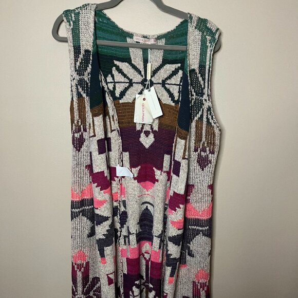 NWT Anthropologie Cecilia Prado Aztec Duster Open Front Cardigan Size M - Picture 3 of 9